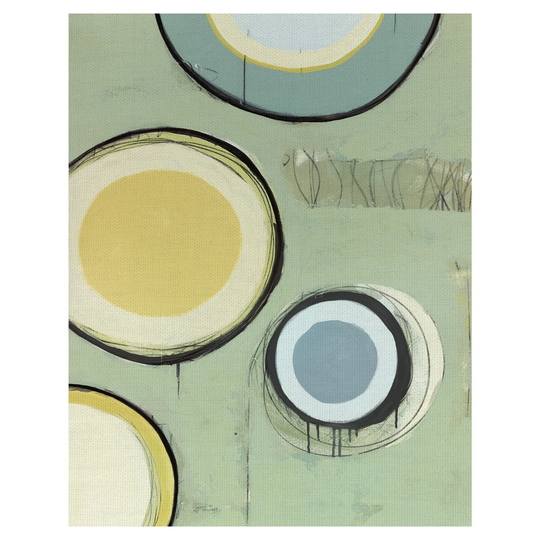 Fine Art canvas Circle Series 14 Green Abstract Canvas Art Print - Multi-color