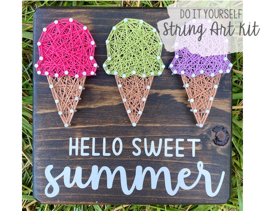 Diy 7x7" Summer Popsicles String Art Kit