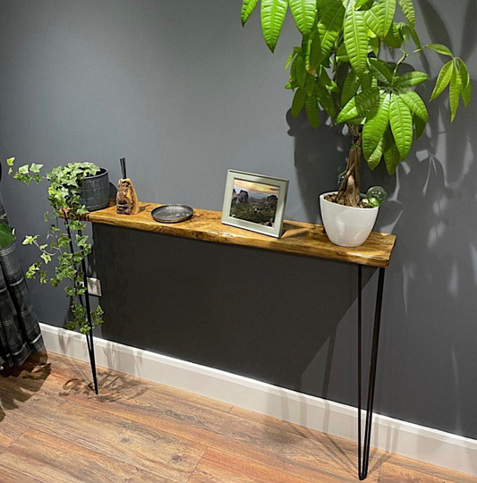 Narrow Console Table, Farmhouse Side Table With 34" Hairpin Leg, Sofa Radiator Cover, Hallway & Entryway Organization