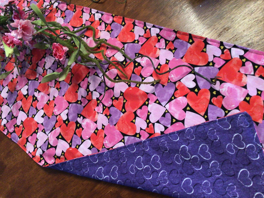 Valentine Table Runner Reversible Valentine Tablerunnerheart Decor Purple Heart Valentine's Day