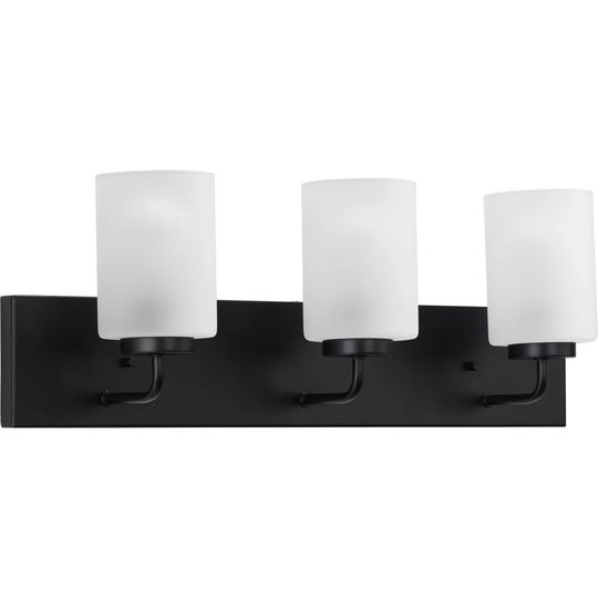Merry Collection 3-Light Etched Glass Matte Black Bath Vanity Light