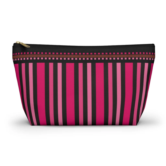 Pink Stripes Make Up Pouch, Bag, Case T Bottom Accessory Pouch Pencil Cosmetic Bag Gift For Her