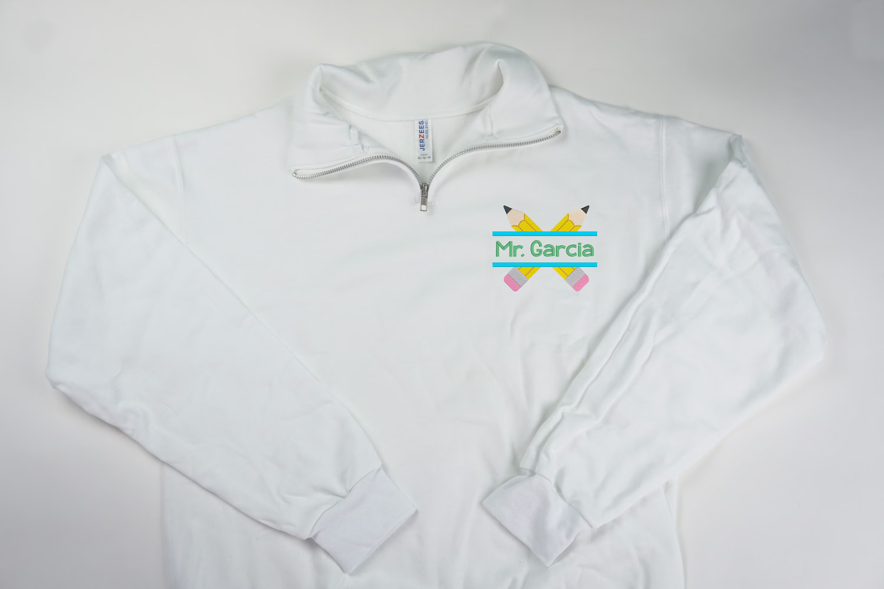 Pencils Personalized Teacher Quarter-Zip Sweatshirt | Embroidered Gift 1/4 Zip