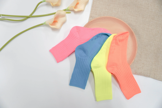 Color Pop Neon Toddlers Kids Daily Anti Slip Socks | Girls Boys Soft Comfortable Colorful Ribbed Cotton Socks| Personalized Label Gift