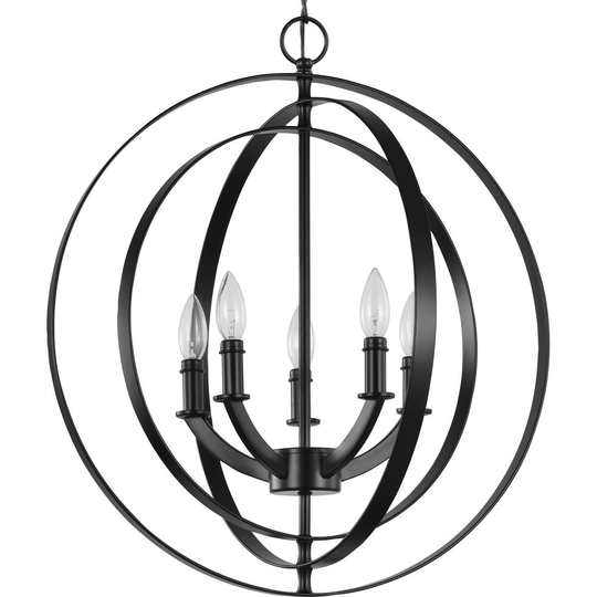 Equinox Collection Black Five-Light Sphere Pendant - 26.180" x 24.410" x 12.200"