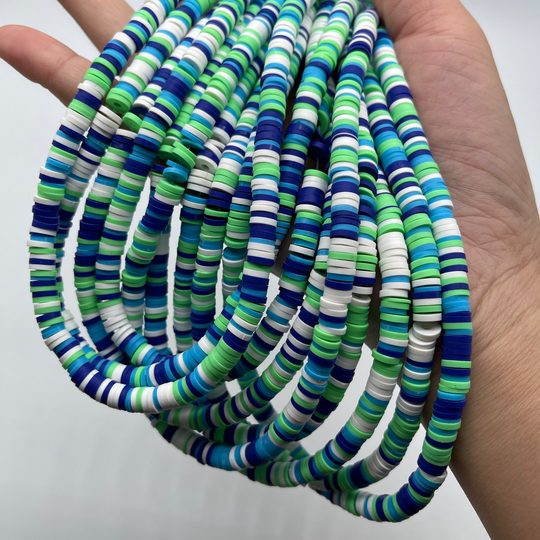 Vinyl Heishi Beads Fresh Color, African Polymer Clay Disc Beads, Mixed Color For Jewelry Making, 6mm