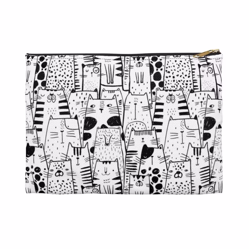 Cat Accessory Pouch, Cloud Pattern, Zipper Pencil Case, Coin Purse
