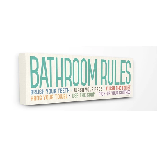Porch & Den 'Bathroom Rules' Canvas Wall Art - Multi-Color