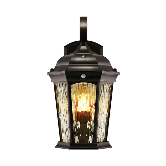 Euri Lighting Water Glass, Flame Lantern, Integrated Photocell, Motion-Sensor with Security Light (3000K) - 12W