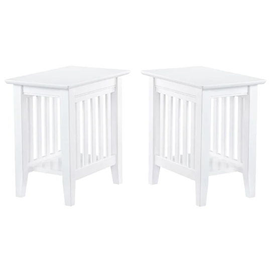 14" Solid Hardwood End Table in White Finish - Set of 2 - 54 x 84