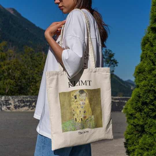 Klimt The Kiss Tote Bag -Aesthetic Tote Bag, Artsy Bag, Art Bag, Aesthetic Tote, Klimt Bag, Klimt The Kiss Bag