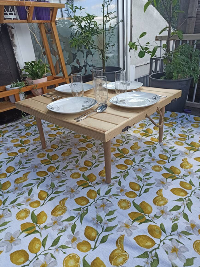 3636 H14 Inch, Wooden Table, Picnic Camp Folding Patio Boho Foldable Table