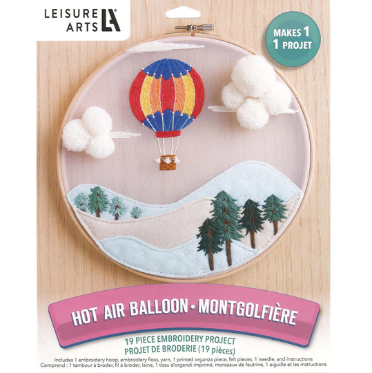 Leisure Arts Kit Embroidery 8" Hot Air Balloon