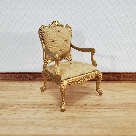 Jbm Dollhouse Armchair Chair Rococo Style Gold 112 Scale Miniature Furniture