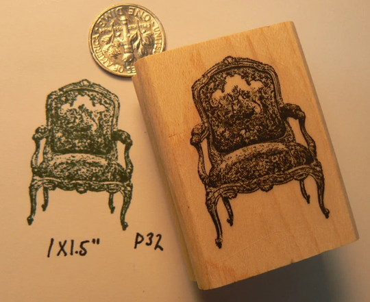 Miniature Victorian Style Chair Rubber Stamp P32