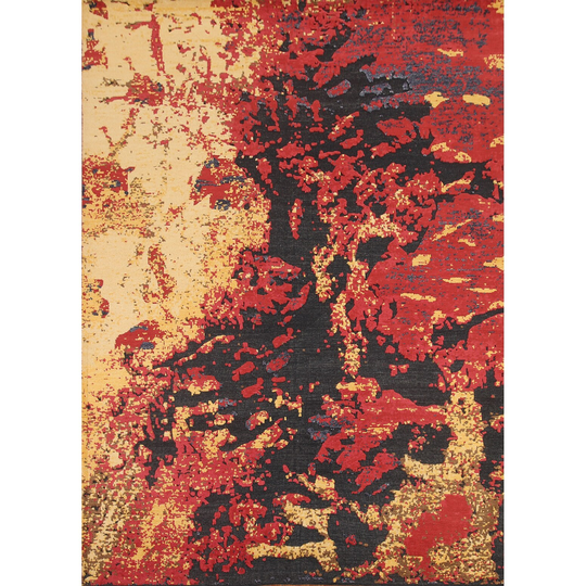 Multi-Color Abstract Area Rug Handmade Contemporary Wool Carpet - 8'2"x 9'11"