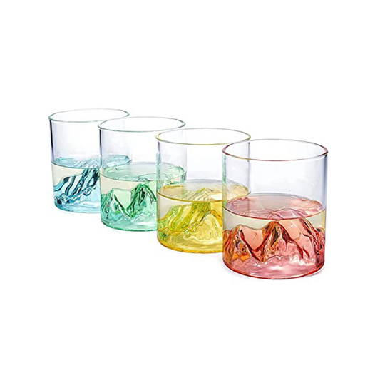 Colorful Multicolor Mountain Glasses 11.5Oz Set Of 4 - The Wine Savant Colored Cocktail Wedding Martini Party 3.5"H