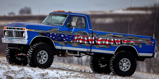 Us Flag Full Color Car Vinyl Decal, Ripped Metal Truck Graphics, USA Car Decoration, Racing Jeep - Zzq 2