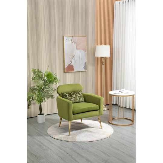 Velvet Accent Chair Living Room Armchair Lounge Chair, Olive