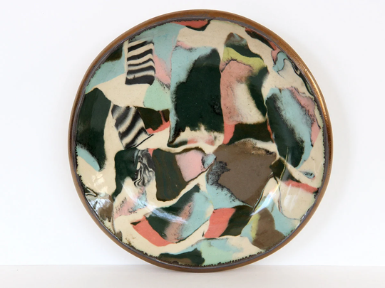 Small Colorful Nerikomi Plate, Marbled Ceramic Breakfast Plate Set, Contemporary Pastel Dessert Clay Dish, Abstract Tropical Stoneware