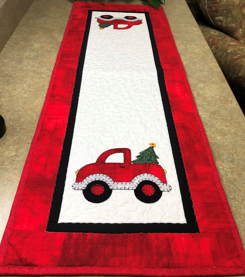 Red Truck - Hand Appliqué Quilted Table Runner