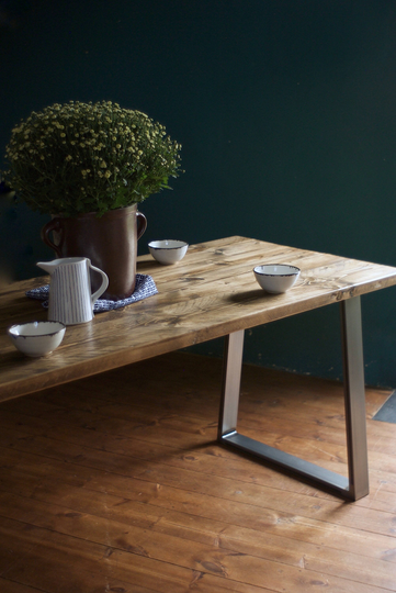 Industrial Dining Table & Bench, Solid Sturdy Sustainable, Rustic Reclaimed Wood On British Steel Legs, Customisable