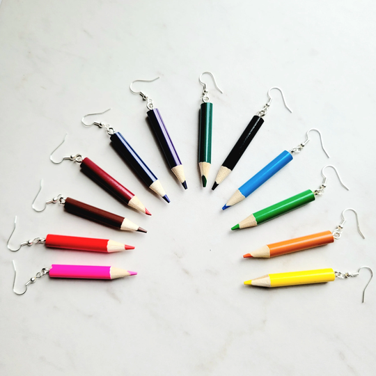 Colored Pencil Dangle Earrings L School Art Supplies Jewelry Gifts For Teacher Her Back To Colorful Rainbow Earring