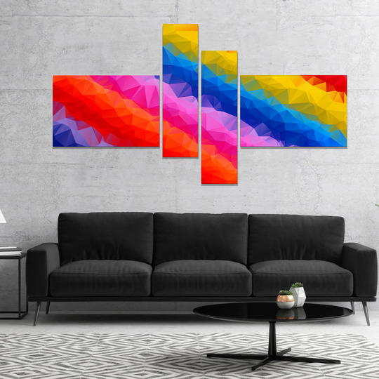 Designart 'Multi Color Polygonal Pencils' Abstract Canvas Art Print