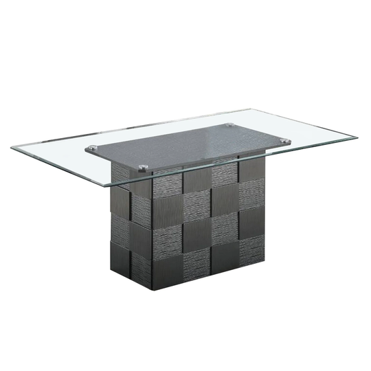 Modern Dining Table with Rectangular Glass Table Top, Gray