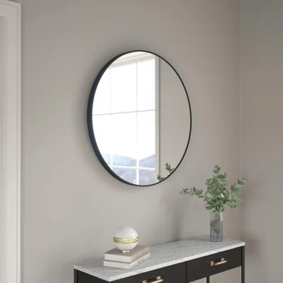 31 In W. X 31 In H. Framed Round Bathroom Vanity Mirror In Matte Gold