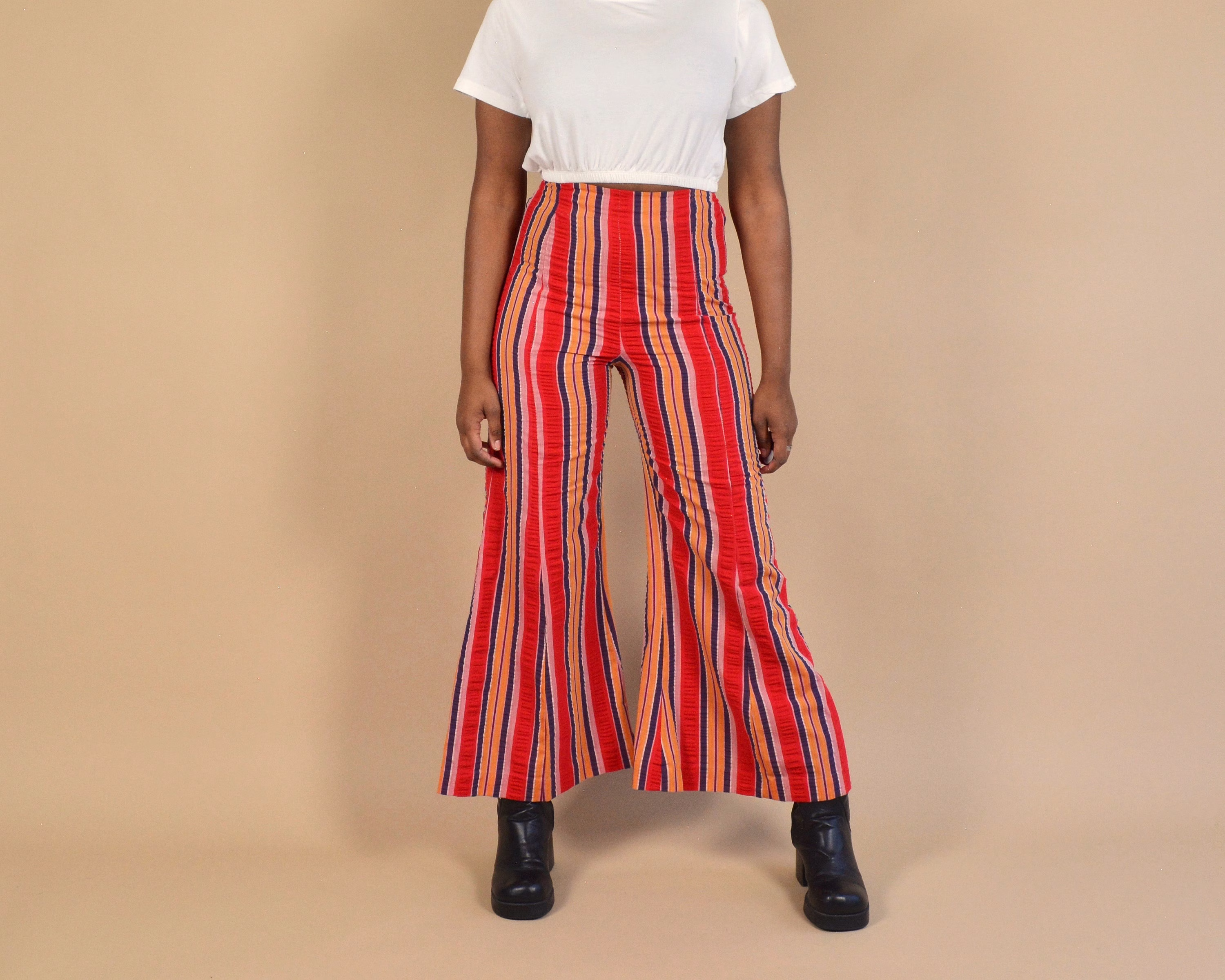 70S Striped Handmade Vintage Bell Bottom Pants