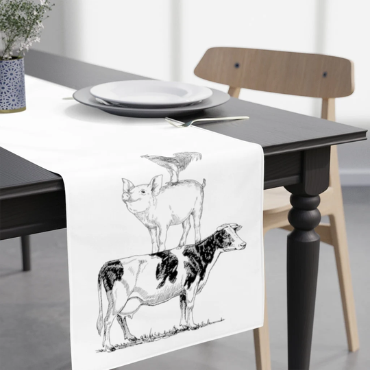 Farmhouse Table Runner/Farm Animal Decor Cow Country