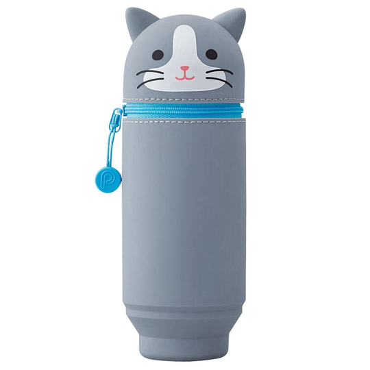 Punilabo Stand Pencil Case | Big - Grey & White Cat