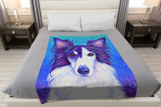 Colorful Silken Windhound Cute Rainbow Sighthound Dog Pop Art Plush Fleece Minky Throw Blanket