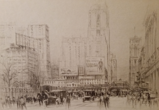 William Walcot | Russian 1874-1943, "42nd Street - Nyc", Drypoint, 1929, Signed in Pencil, | Free Shipping