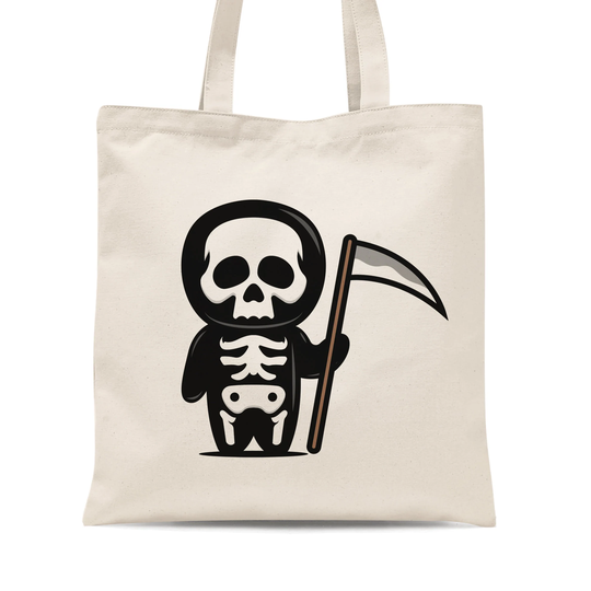 Cute Halloween Costume Grim Reaper Tote Bag, Skeleton Bag Book