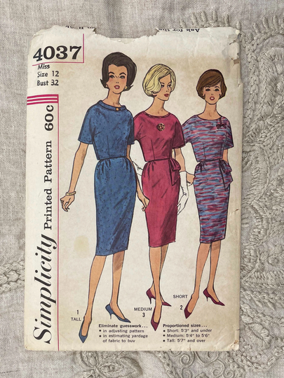 Simplicity 4037 - 1960S Pencil Skirt & Kimono Crop Top Pattern Size 12 | 32" Cut