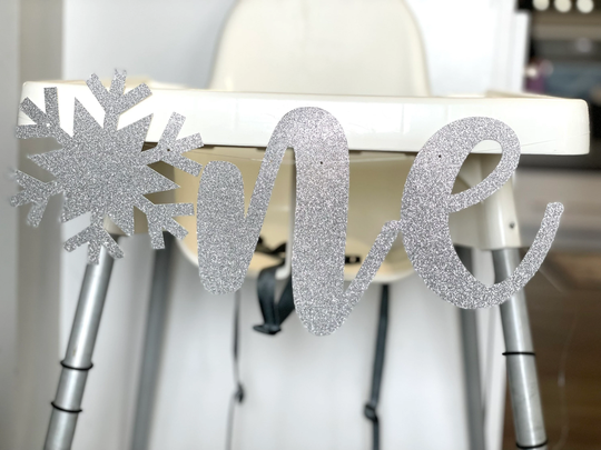 Snowflake One High Chair Banner in Custom Colors | First Birthday Winter Onederland Highchair