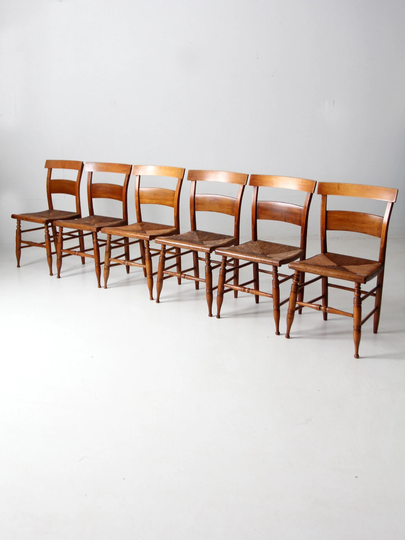 Antique Rush Seat Chairs Set Of 6
