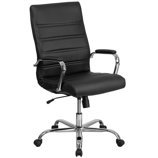 Galaxy High Back Horizontal Stitching Black Leather Executive Adjustable Swivel Office Chair