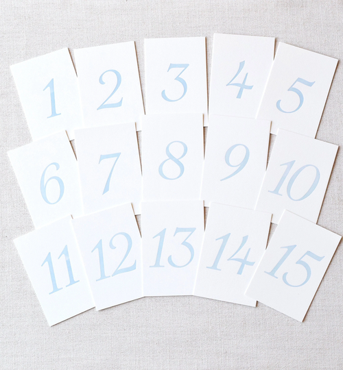 Antique Blue Letterpress Table Numbers | Set Of 20 Or 30 Cards