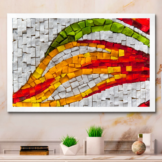 Designart 'Colorful Orange And Red Mosaic' Modern Framed Art Print