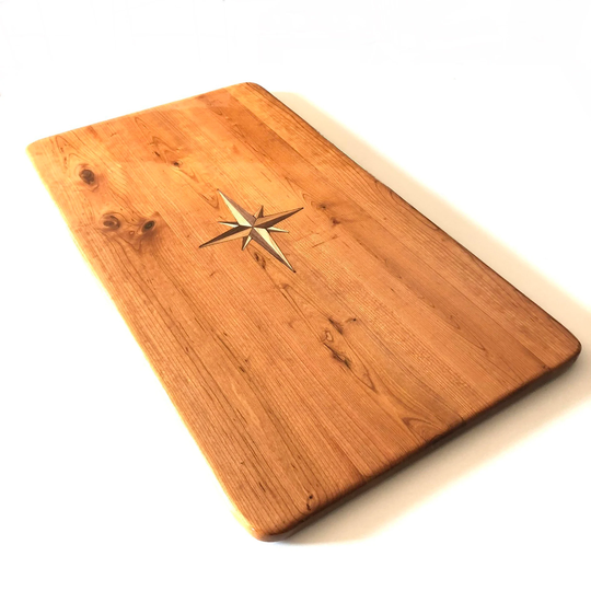 Cherry Boat Table With Walnut & Ash Compass Rose Inlay