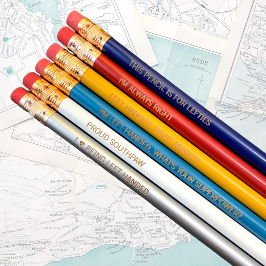Left Handed Lefty Set Engraved Pencil Set Of 6 Pencils. Round Back To School Supplies. Grad Gift