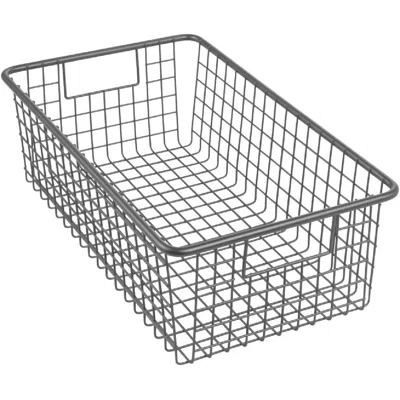 Farmhouse Decor Metal Wire Home Storage Organizer Bin Basket Holder With Handles - For Desk, Office Supplies, Paper, Colored Pencils, Markers, Tape, F
