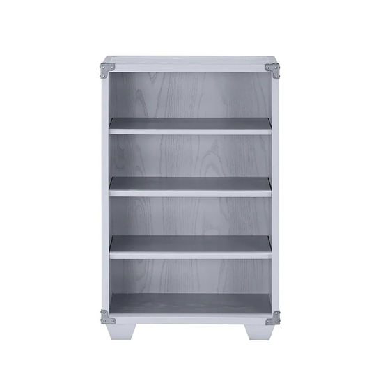 4 Open Compartments Bookcase in Gray Finish