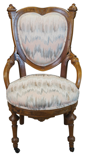 Antique 19Th C. Walnut Eastlake Victorian Renaissance Revival Heart Parlor Chair