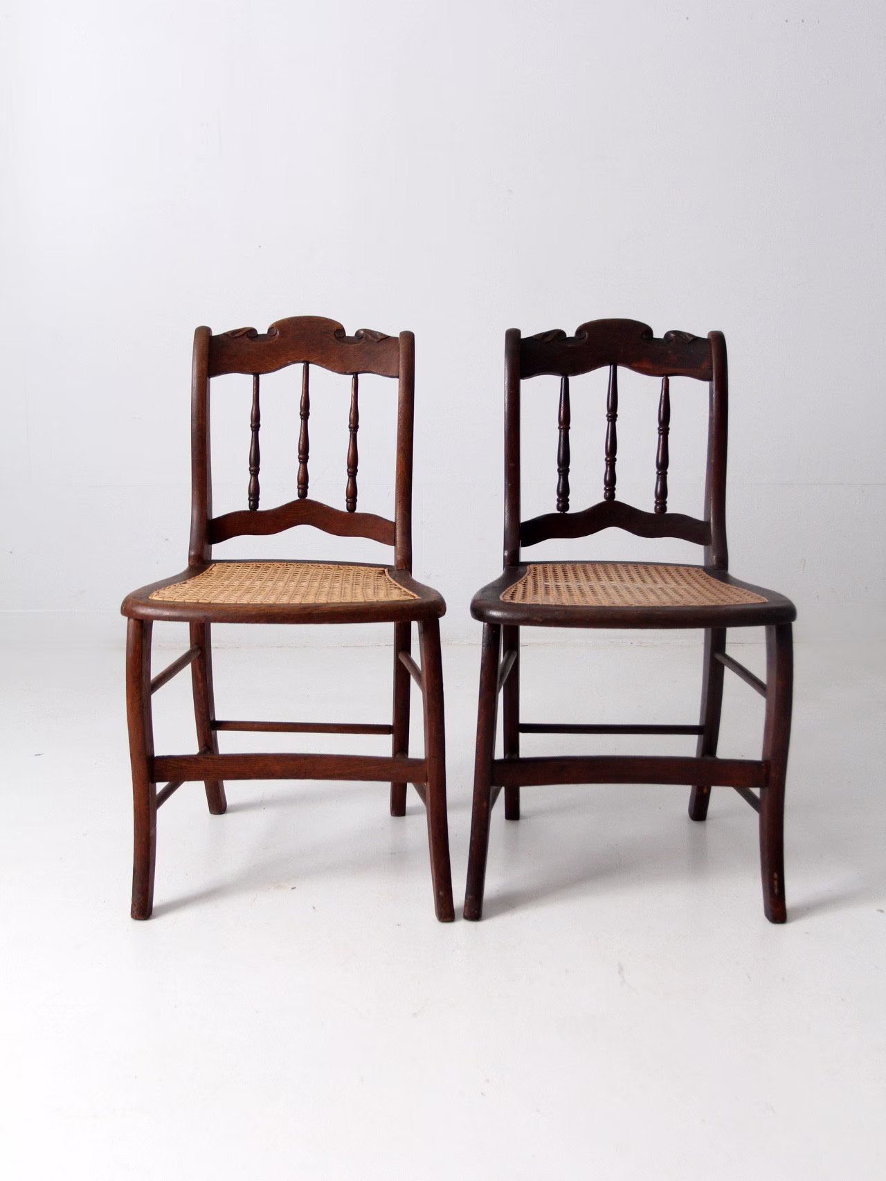 Antique Caned Seat Chairs Pair
