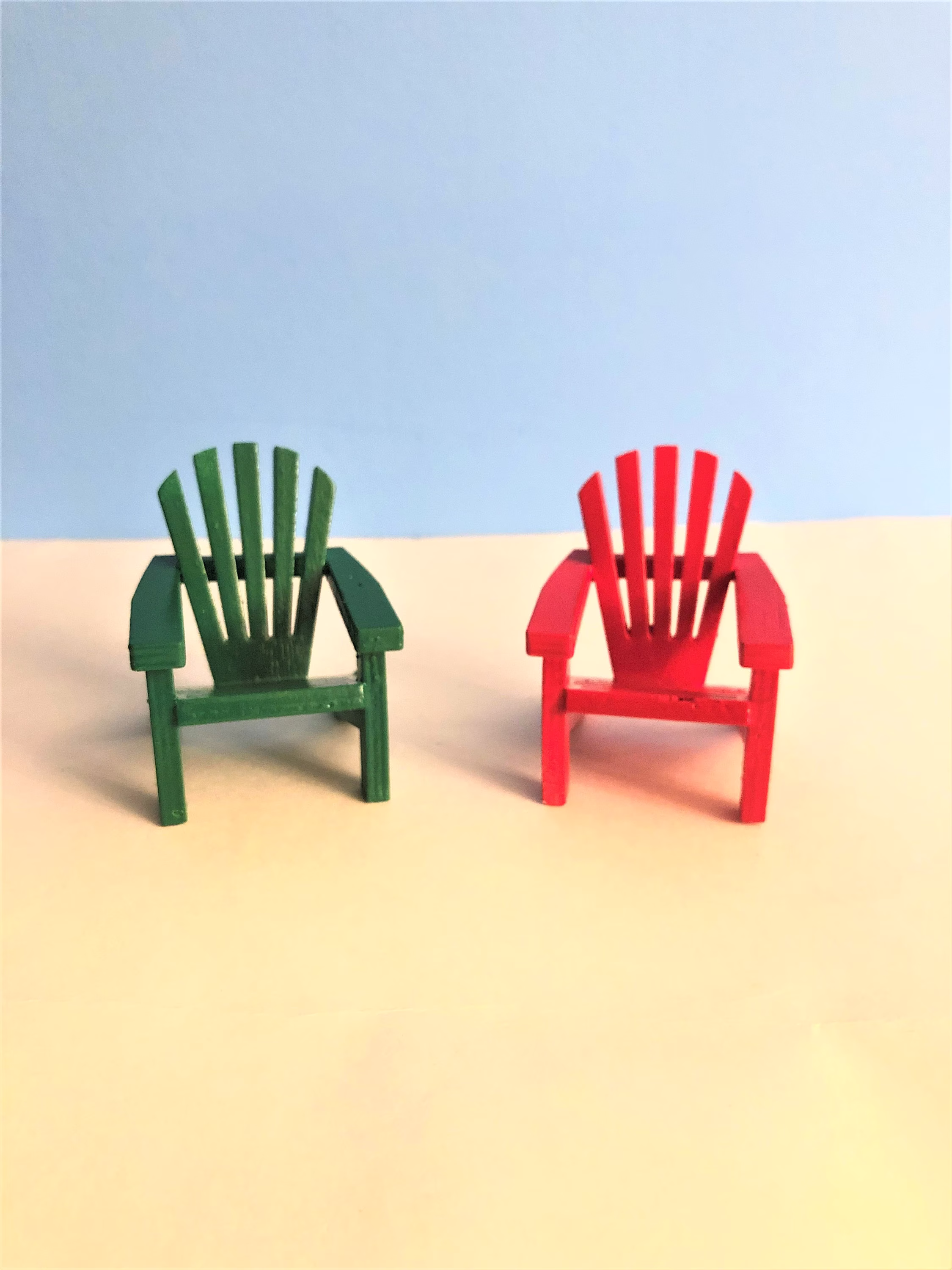 Miniature Adirondack Chair in Red, Green, Fairy Garden Accessories, Cake Toppers