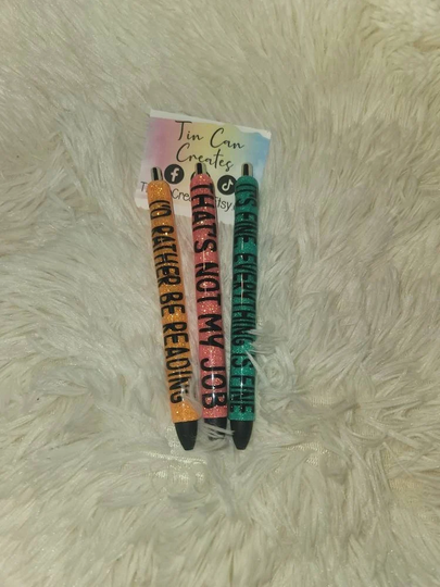 Glitter Refillable Gel Pen, Ink Pens, Black Personalized Teacher Pencil Leopard Neon